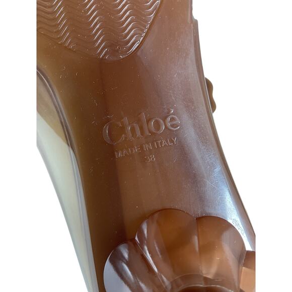 Chlo� 'Jelly' Brown Rubber Flat Sandals Size 8 - Picture 9 of 9